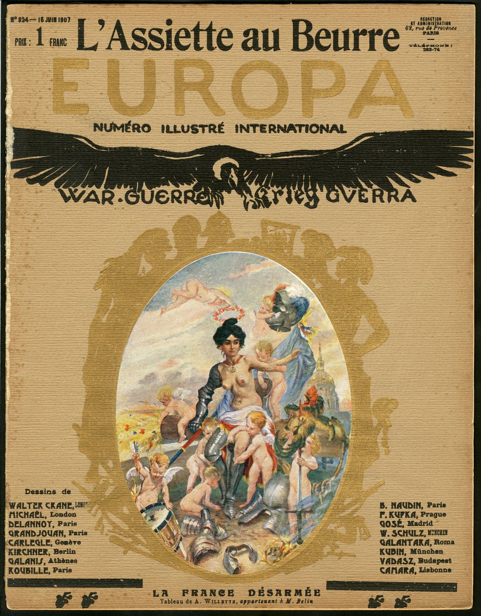 „” L’Plate au beurre” borítója, 324. szám, Szatirikus színekben alkotó: Adolphe Leon Willette