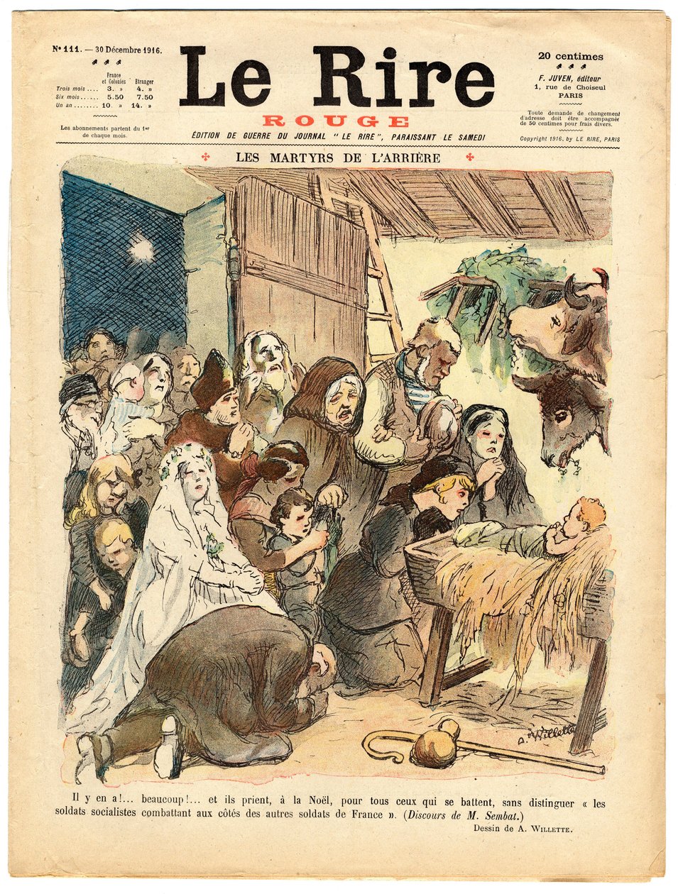 A „The Red Laughter” címlapja, színekben szatirikus alkotó: Adolphe Leon Willette