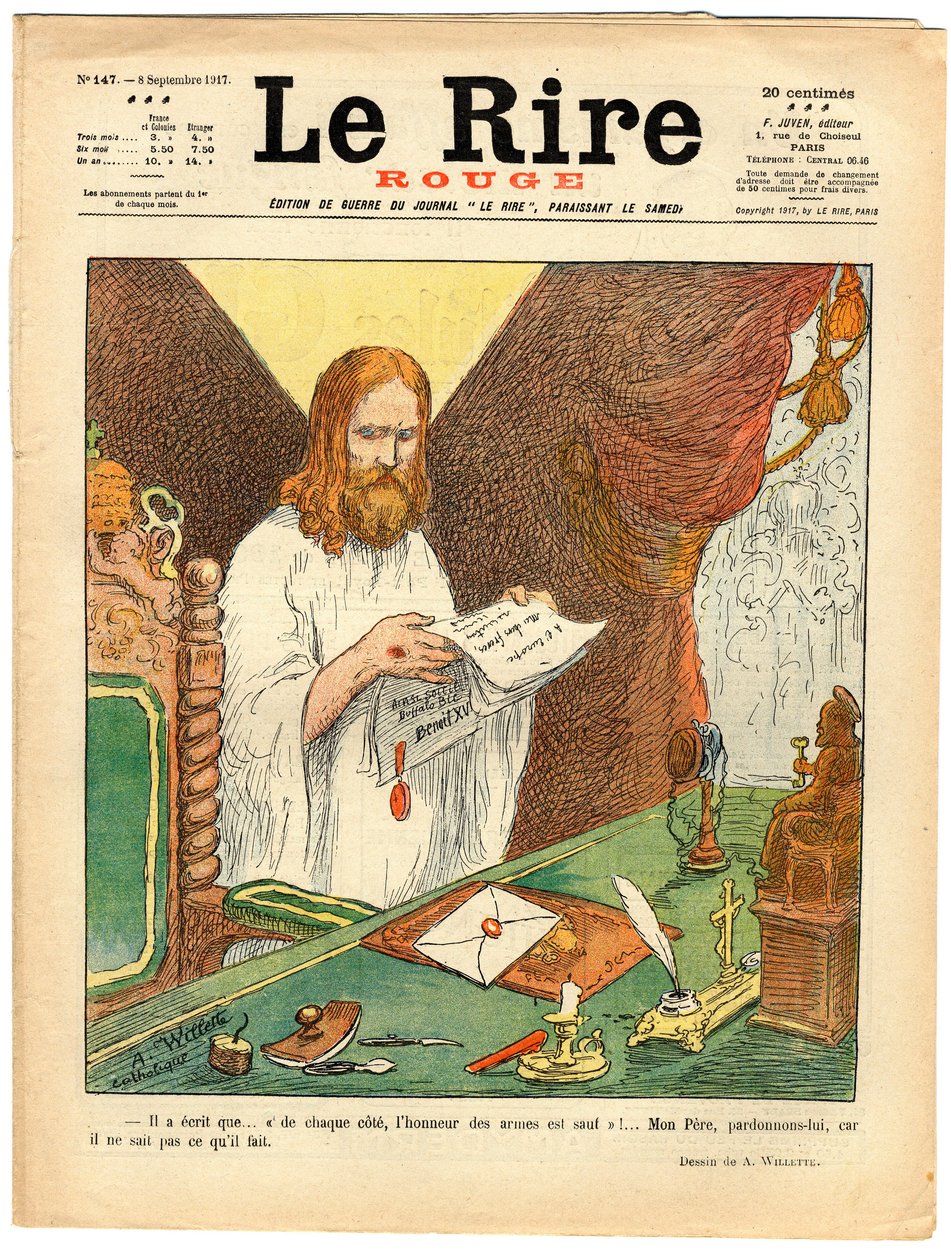 A „The Red Laughter” címlapja, színekben szatirikus alkotó: Adolphe Leon Willette