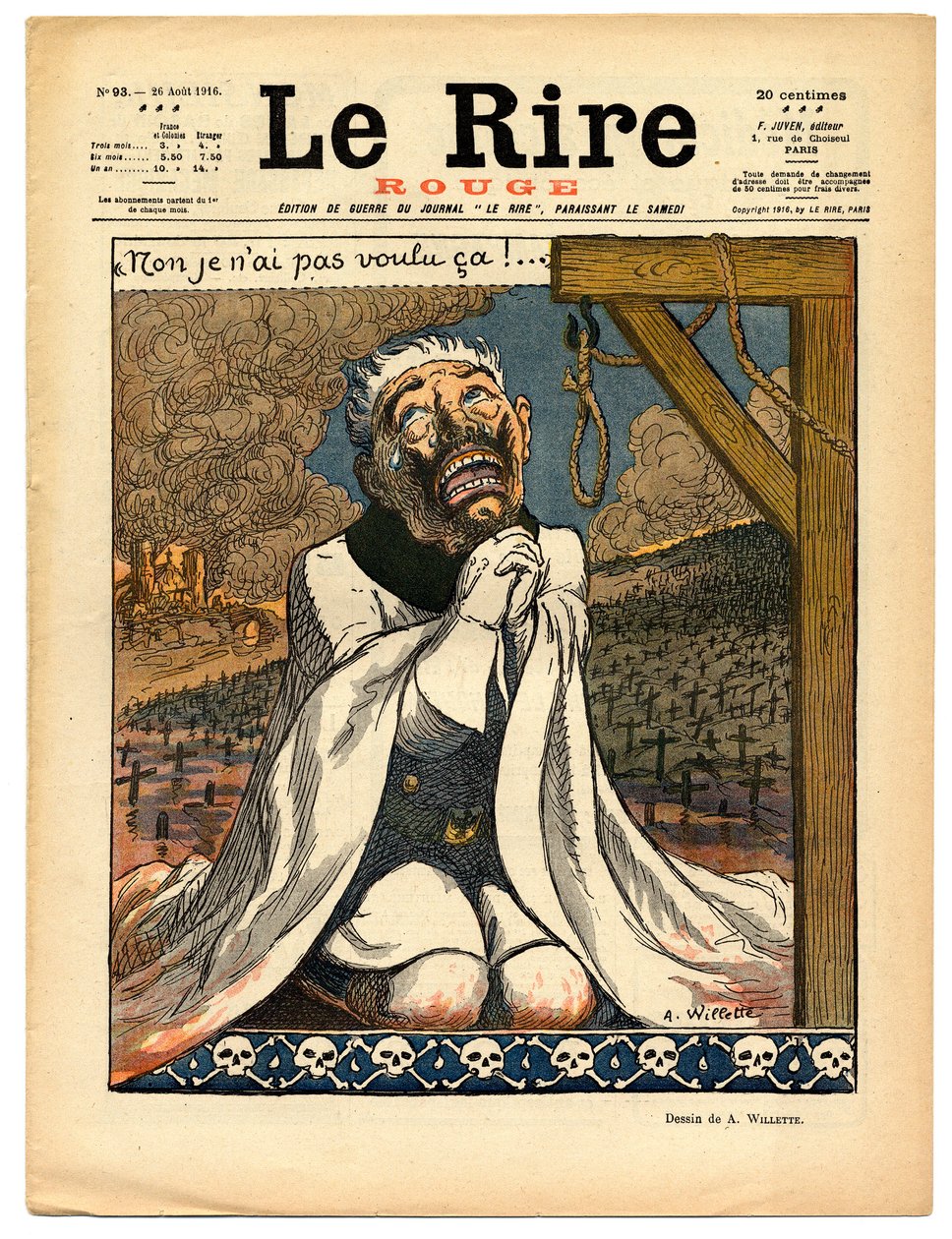 A „The Red Laughter” címlapja, színekben szatirikus alkotó: Adolphe Leon Willette