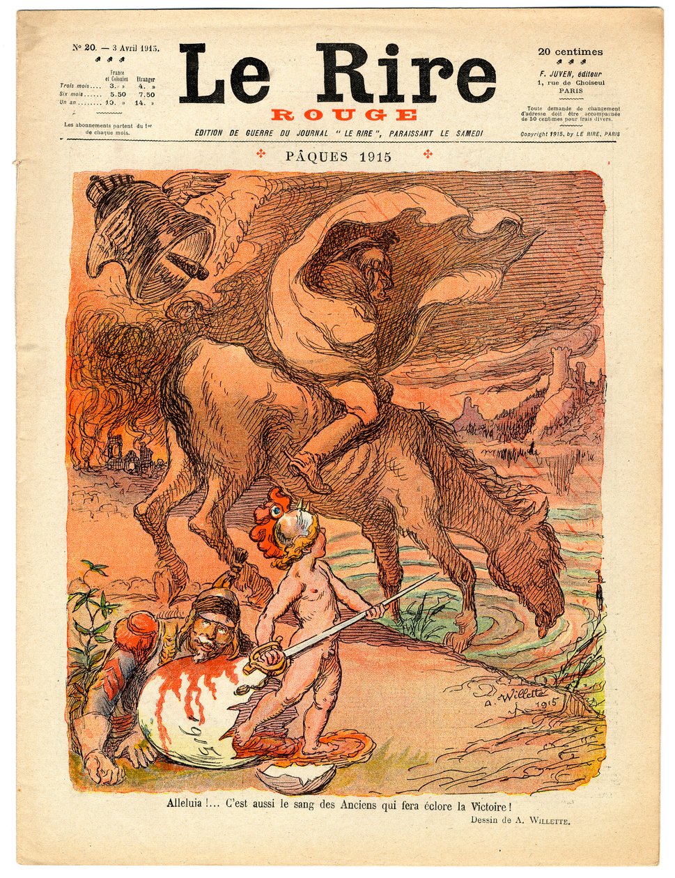 A „The Red Laughter” címlapja, színekben szatirikus alkotó: Adolphe Leon Willette