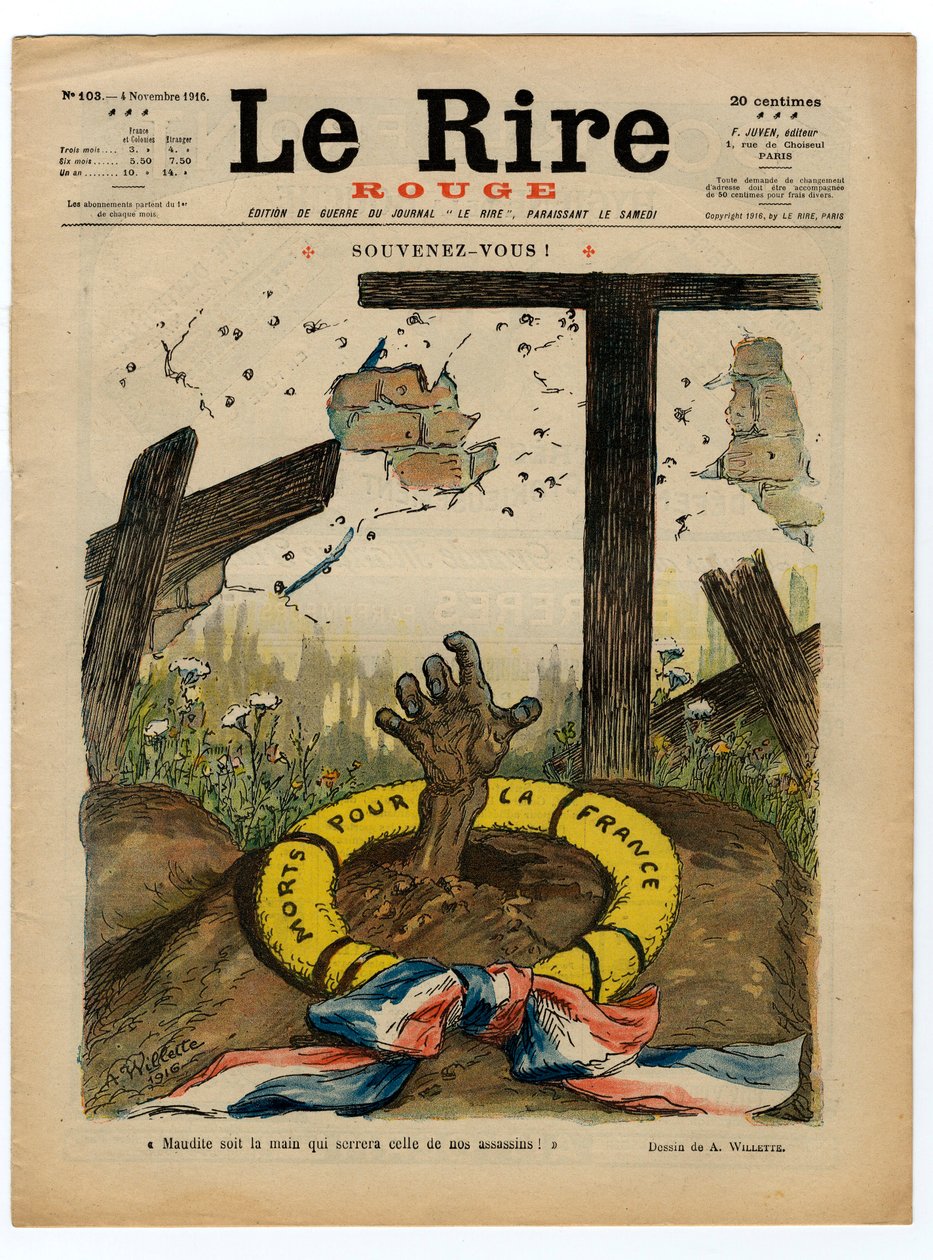 A „The Red Laughter” címlapja, színekben szatirikus alkotó: Adolphe Leon Willette