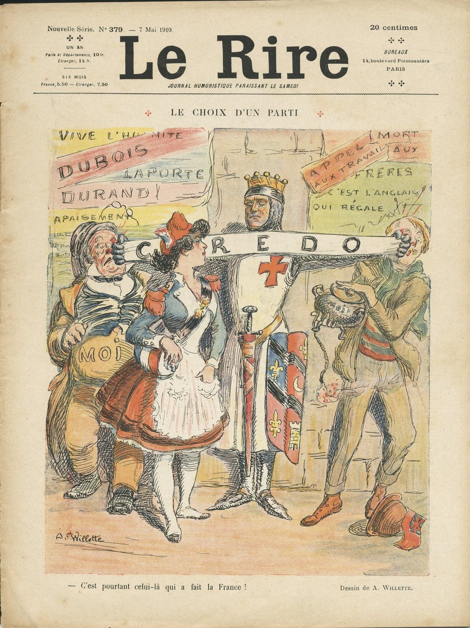 Illusztráció Adolphe dit Willette-ről (1857-1926) a Le Rire borítójára, 2010.07.05. - Pártválasztás - Választások - Marianne alkotó: Adolphe Leon Willette
