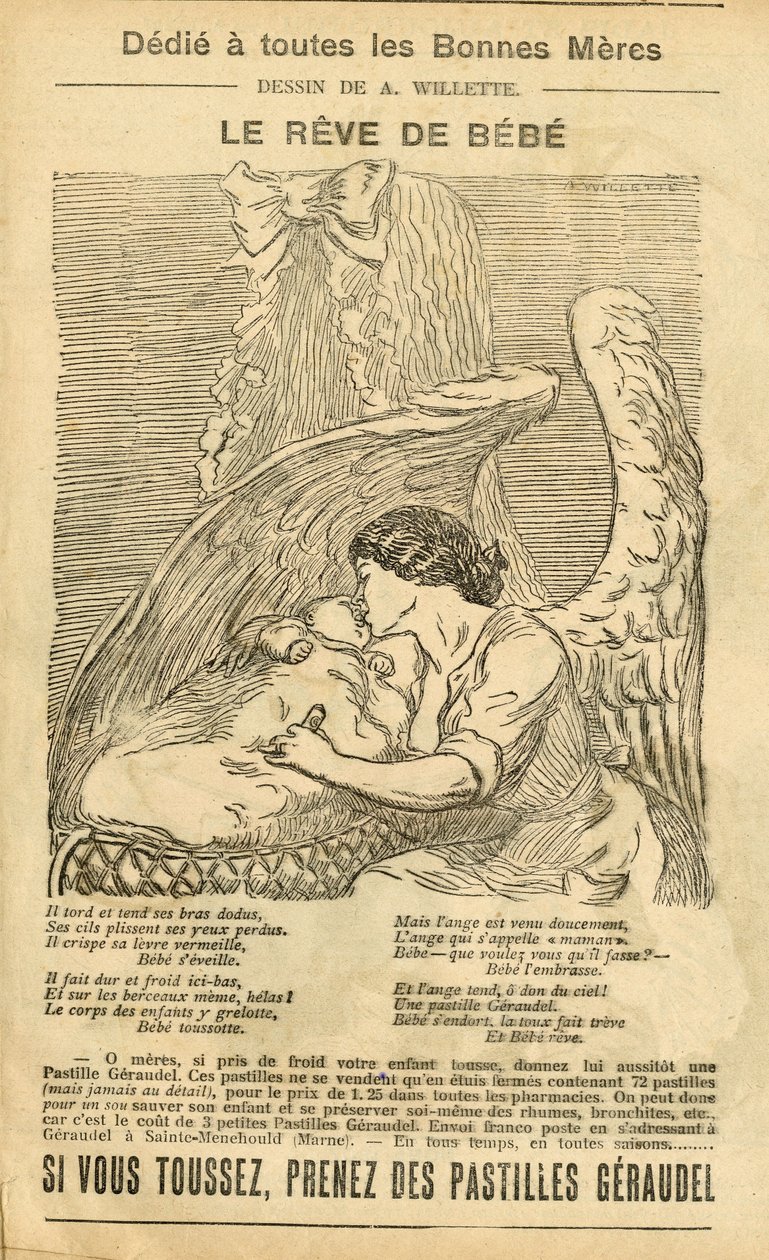 Illusztráció: Adolphe dit Willette (1857-1926) a Le Pelerinben, 2007.12.22 - A baba álma - Reklamációs nyilvánosság, Szülés - Angyal alkotó: Adolphe Leon Willette