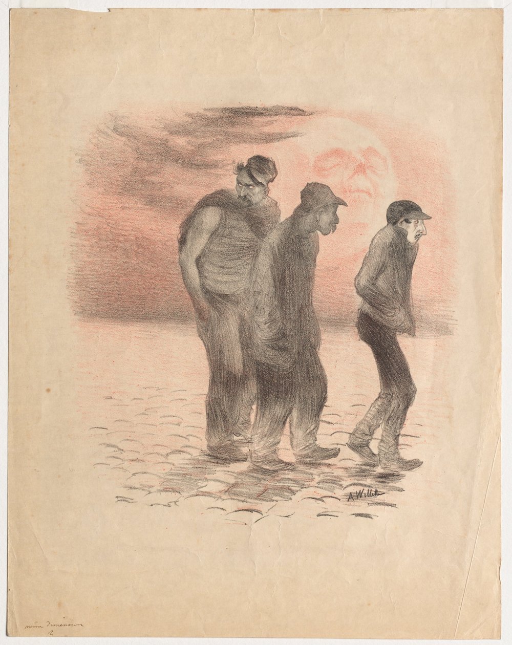 Párizsi jelenetek és gyilkosok (fekete és vörös litográfia) alkotó: Adolphe Leon Willette
