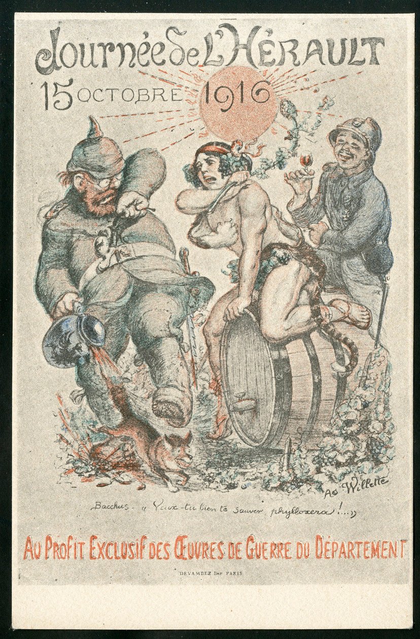 Képeslap, Szatirikus színekben alkotó: Adolphe Leon Willette