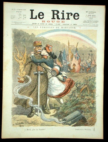 Köszönöm, Győzelem atya, a "Le Rire Rouge" címlapja, 1915. január 2. (színes litográfia) alkotó: Adolphe Leon Willette