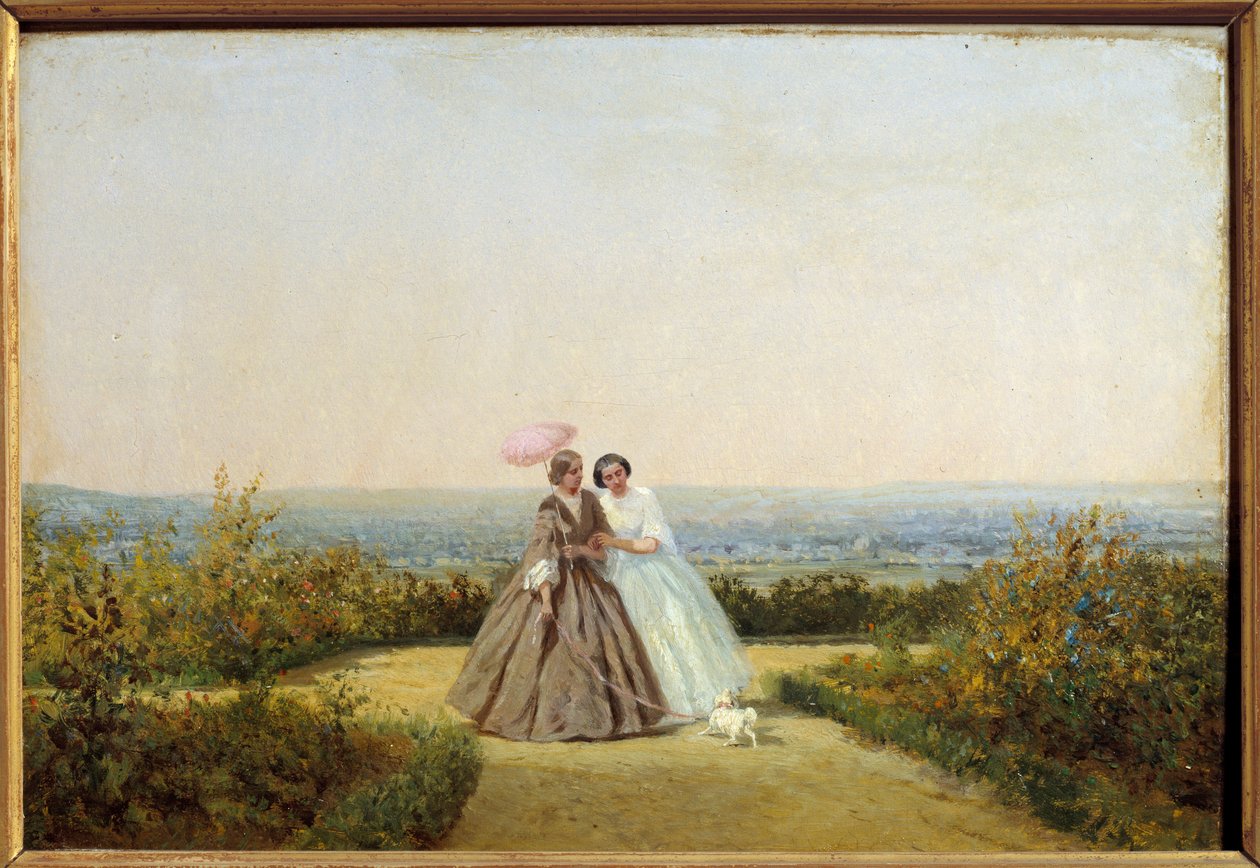 Nők a kertben. Adolphe Potemont (1828-1883) festménye alkotó: Adolphe Martial Potemont