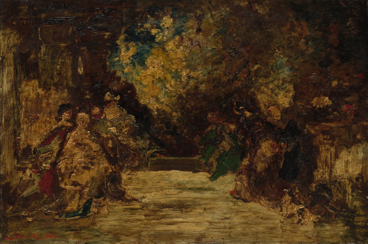 Figurák a teraszon, nem keltezve. alkotó: Adolphe Joseph Thomas Monticelli