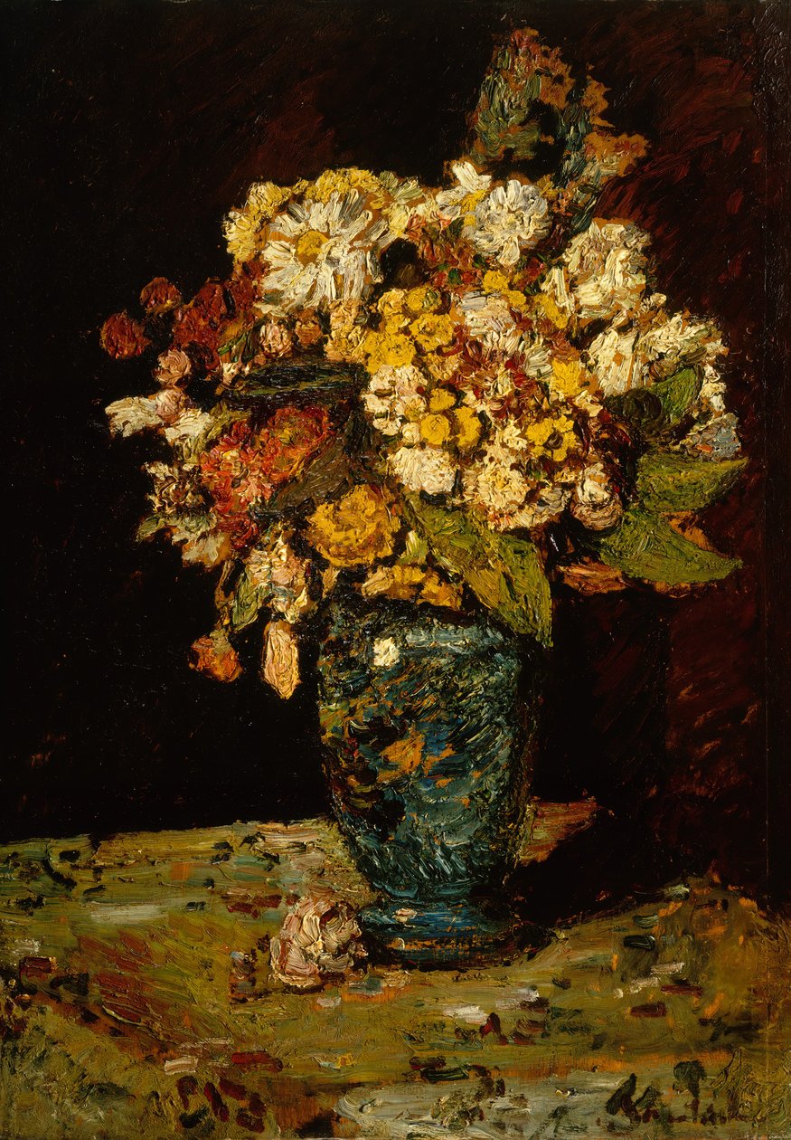 Virágok kék vázában, 1879-1883. alkotó: Adolphe Joseph Thomas Monticelli