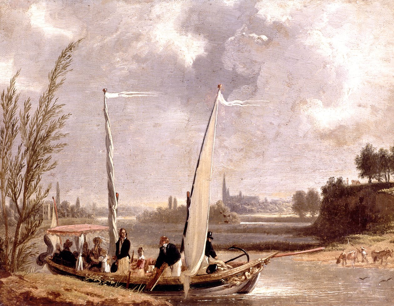 Louis-Philippe és családja egy csónakban Neuillyben alkotó: Adolphe Roehn