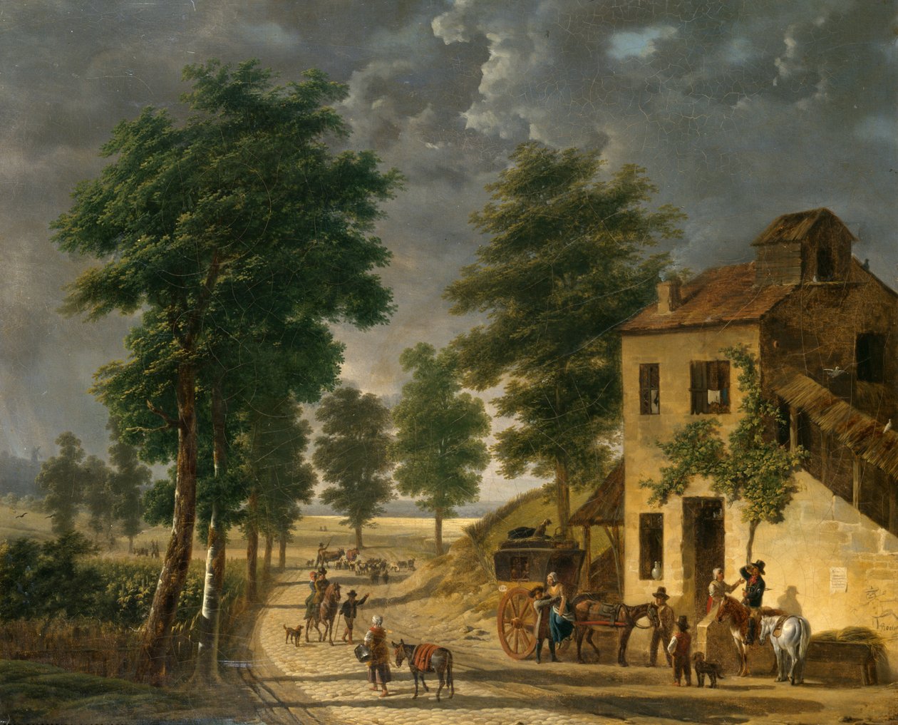 A Coeur Volant Coaching Inn Louveciennes-ben, 1867 alkotó: Adolphe Roehn