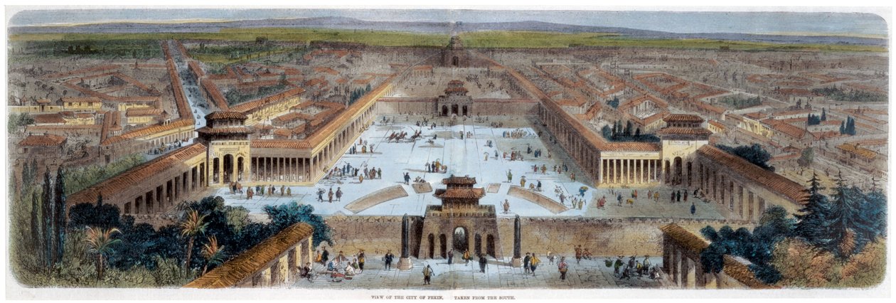 „Peking városának kilátása délről”, Kína, 19. század közepe alkotó: Adolphe Rouargue