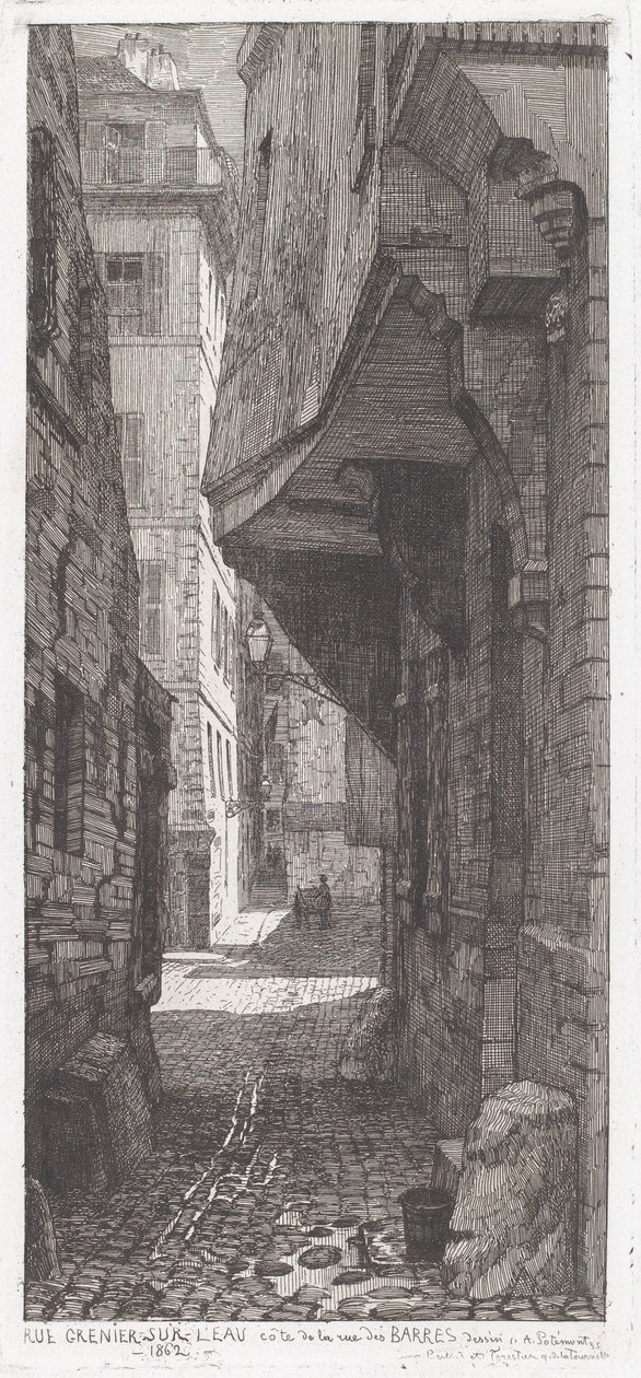Rue Grenier a vízen, a rue des Barres mellett alkotó: Adolphe Théodore Jules Martial Potémont