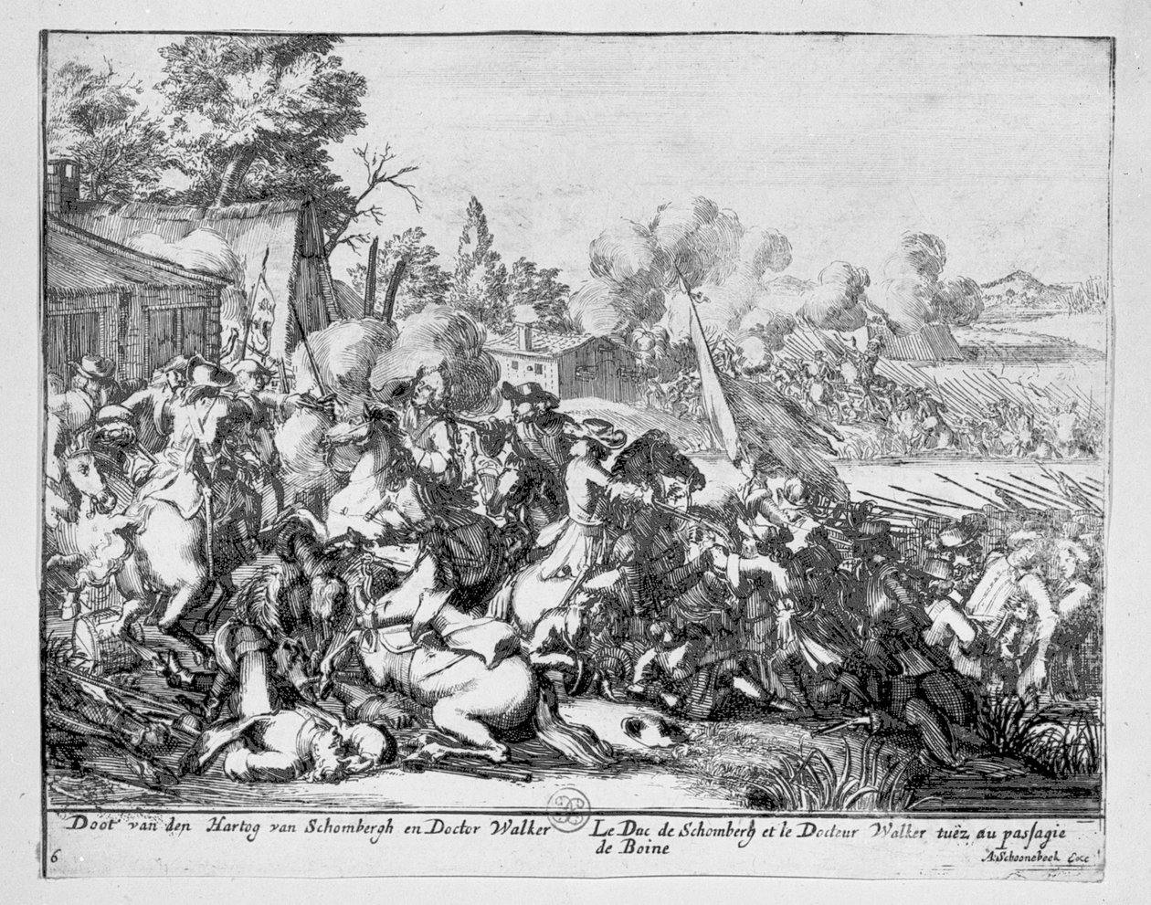 Schomberg herceg és Walker doktor meghalt a Boyne-i csatában, 1690 alkotó: Adriaan Schoonebeek