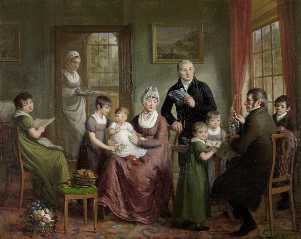 Adrianus Bonebakker családjának portréja Dirk L. Bennewitzzel Adrianus Bonebakker és élettársa, D.L. családjának portréja. Bennewitz alkotó: Adriaan de Lelie (signed by artist)