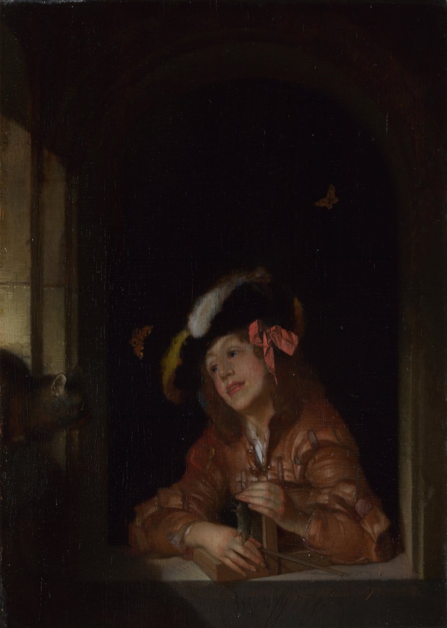 Egy fiú egérfogóval, 1678 alkotó: Adriaan van der Werff
