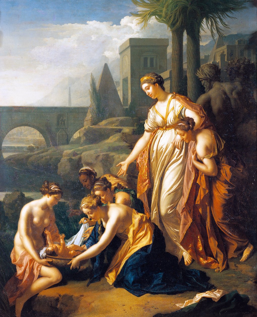Mózes megmentette a víztől, Adriaen van der Werff (1659-1722), 75x60 cm, olaj, panel alkotó: Adriaan van der Werff