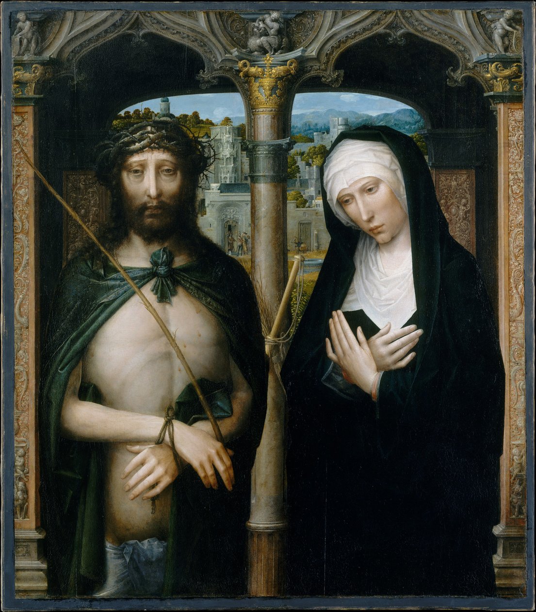 A tövisekkel megkoronázott Krisztus (Ecce Homo) és a Gyászoló Szűz alkotó: Adriaen Isenbrandt or Isenbrant