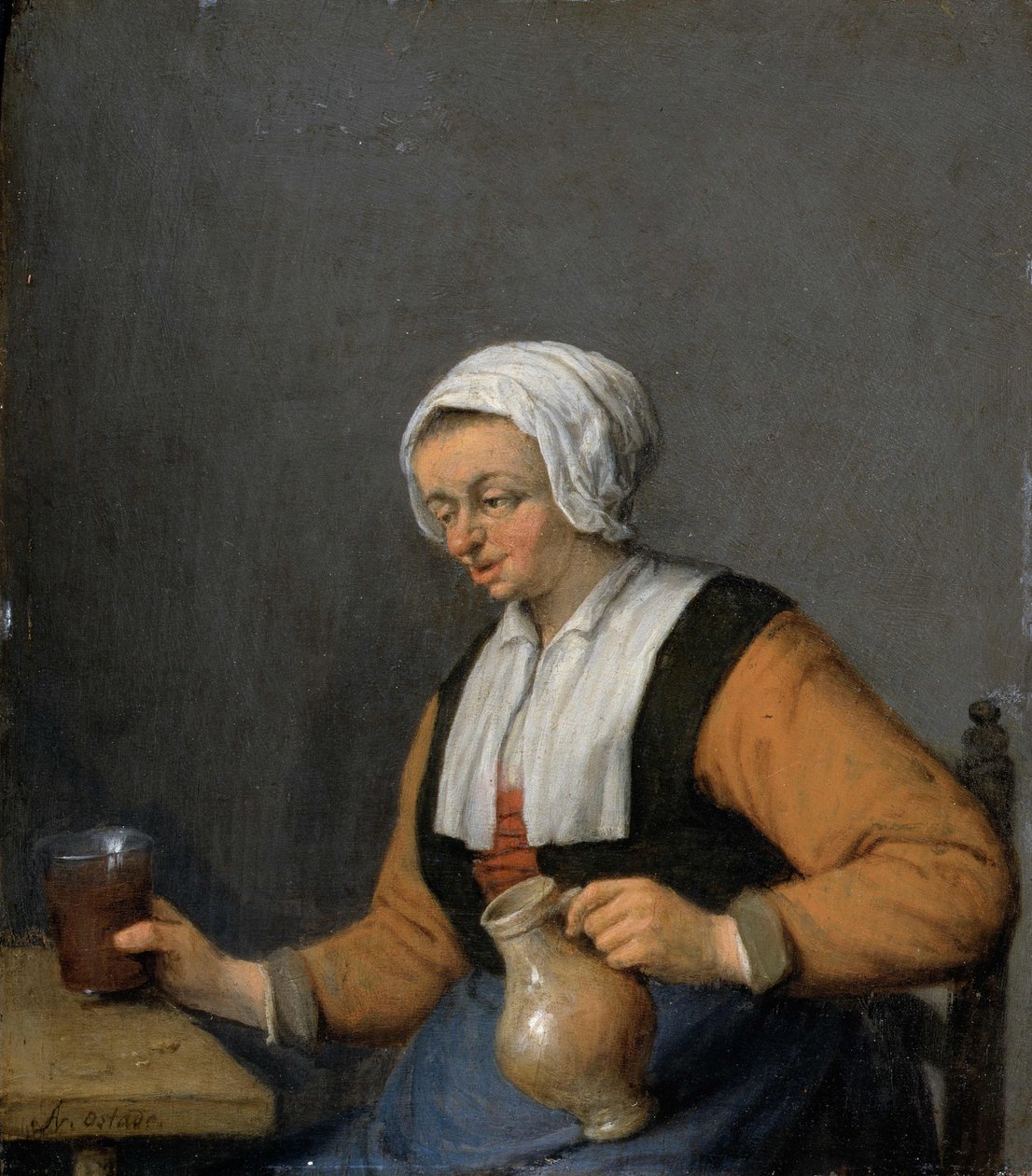 Egy nő söröskorsóval alkotó: Adriaen Jansz. van Ostade