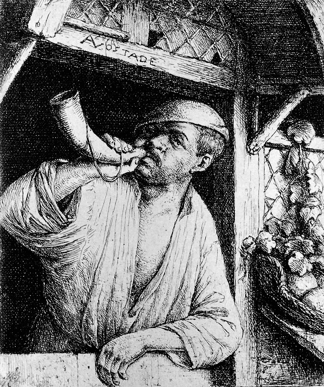 Egy pék megszólaltatja a kürtjét alkotó: Adriaen Jansz. van Ostade