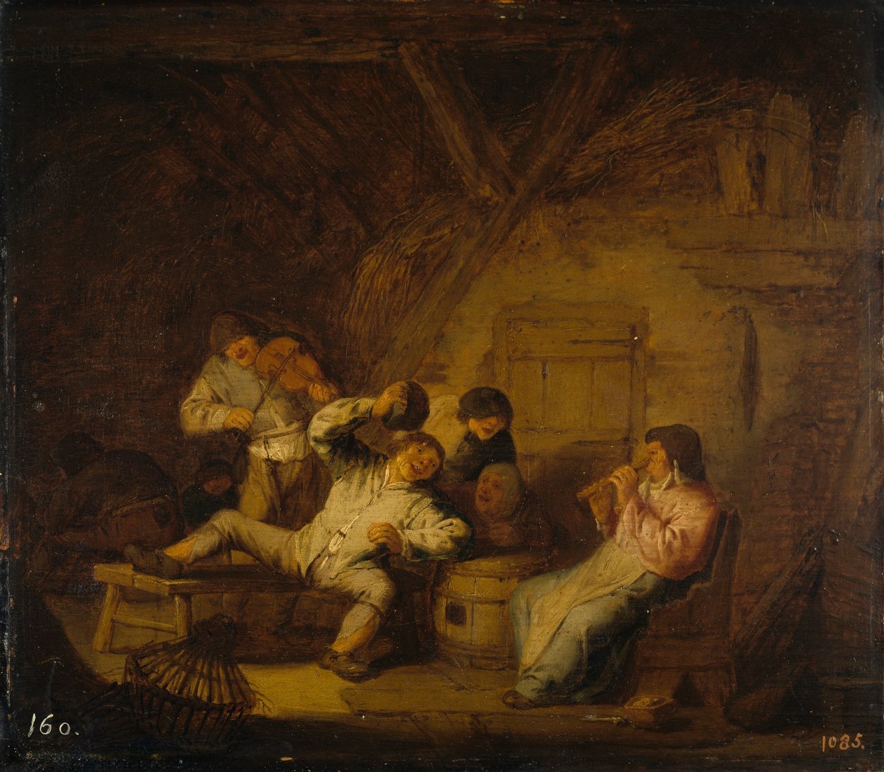 Country koncert fuvolával és hegedűvel alkotó: Adriaen Jansz. van Ostade
