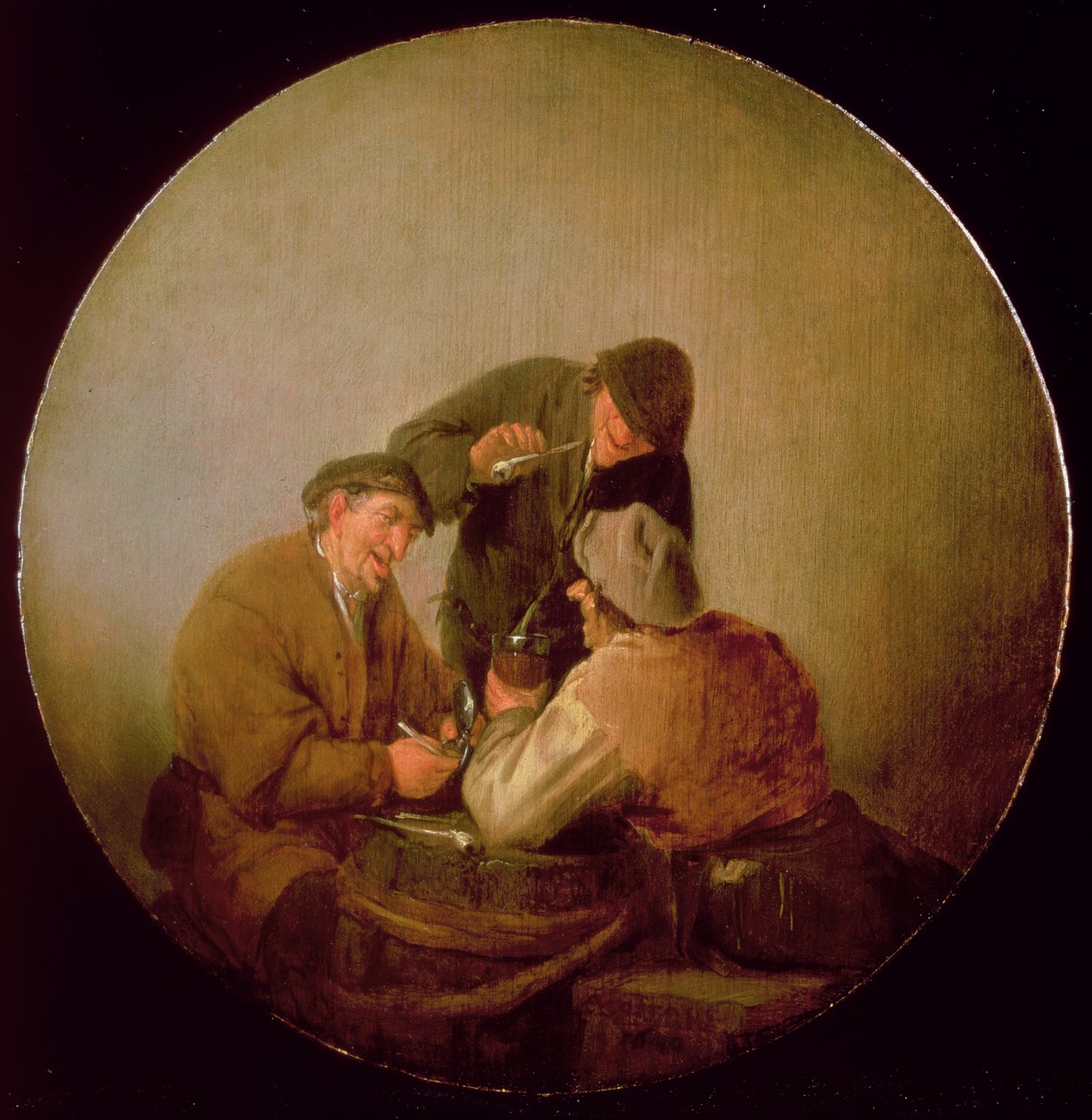 Három paraszt iszik és dohányzik egy belső térben alkotó: Adriaen Jansz. van Ostade