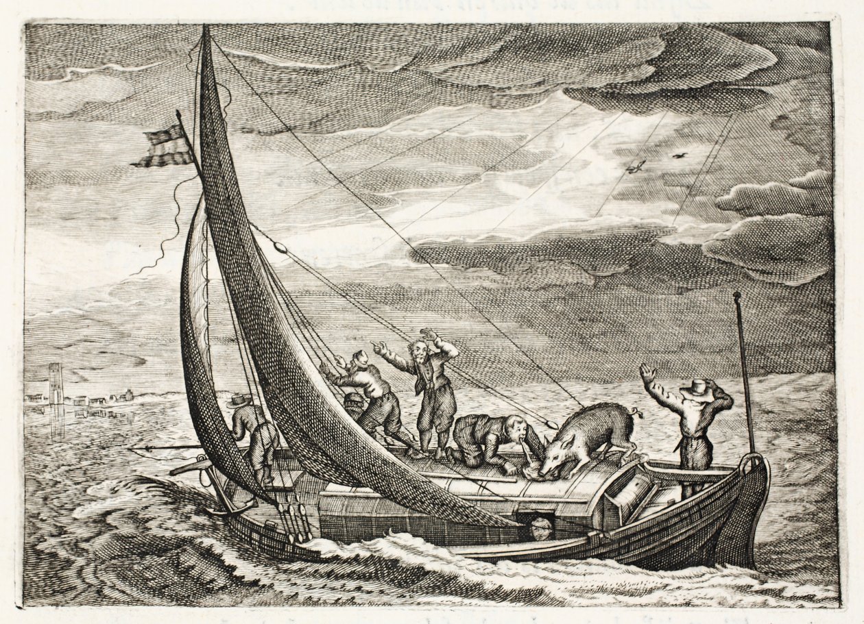 Egy ember, akiből hiányzik a hit, illusztráció Johannes de Brune (1589-1658), Jan Jacobs Schipper „Emblemata of Zinne-werk” című művéből, Amszterdam, 1661 alkotó: Adriaen Pietersz van de Venne