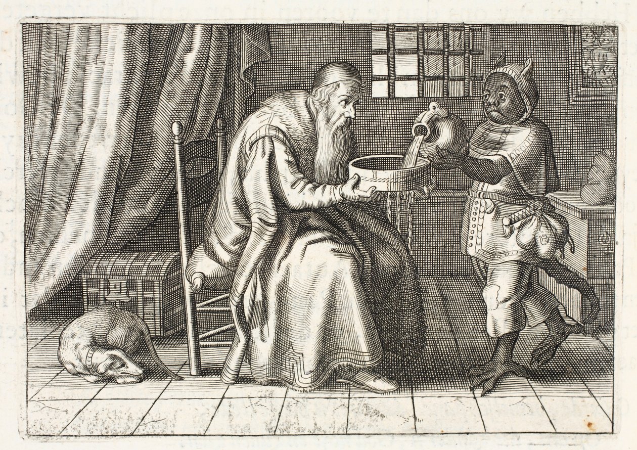 Gazdag ember, illusztráció Johannes de Brune (1589-1658) "Emblemata of Zinne-werk" című művéből, Jan Jacobs Schipper, Amszterdam, 1661. alkotó: Adriaen Pietersz van de Venne