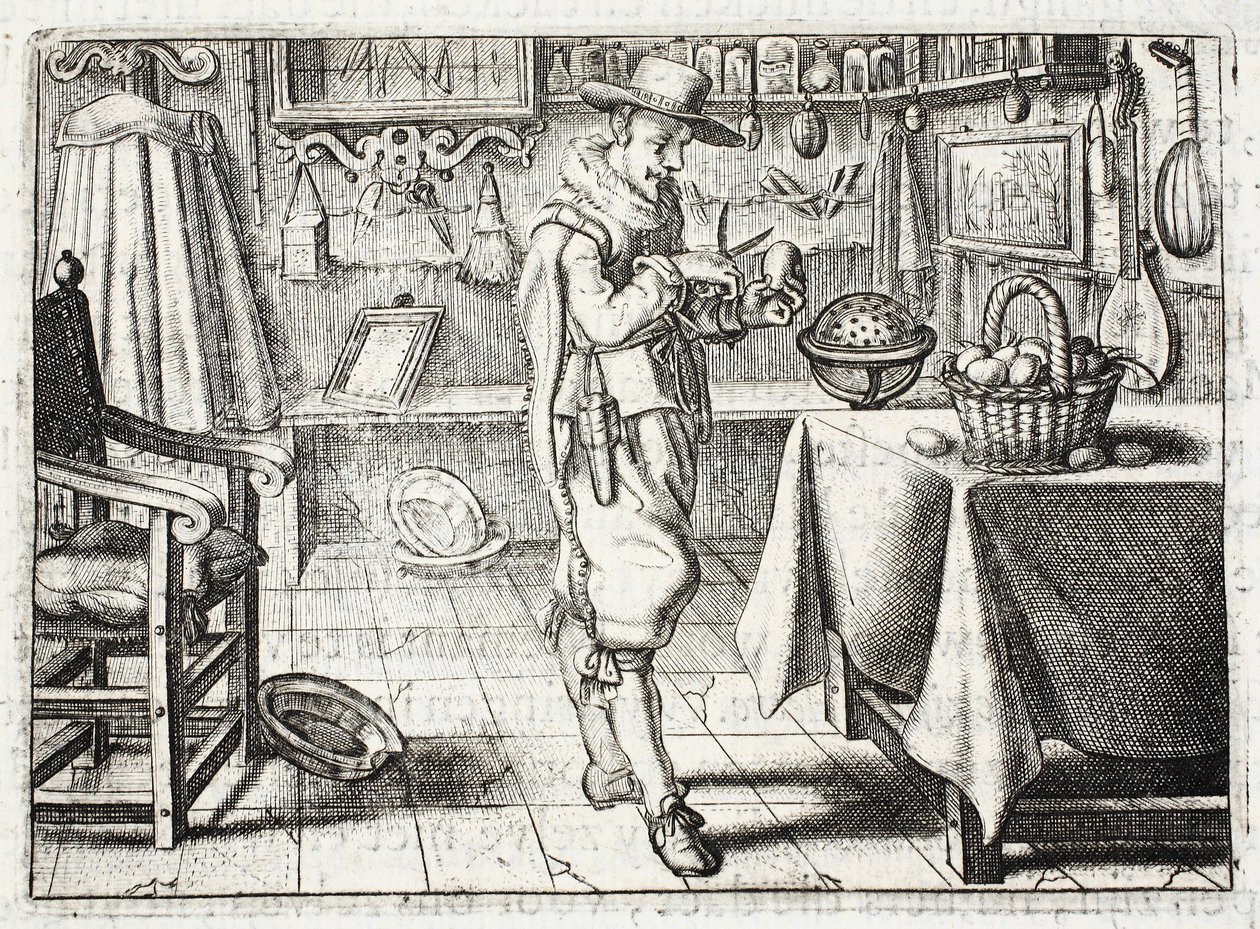 A kukorica mosása, illusztráció: Johannes de Brune (1589-1658), Jan Jacobs Schipper, Amszterdam, 1661, „Emblemata of Zinne-werk” alkotó: Adriaen Pietersz van de Venne