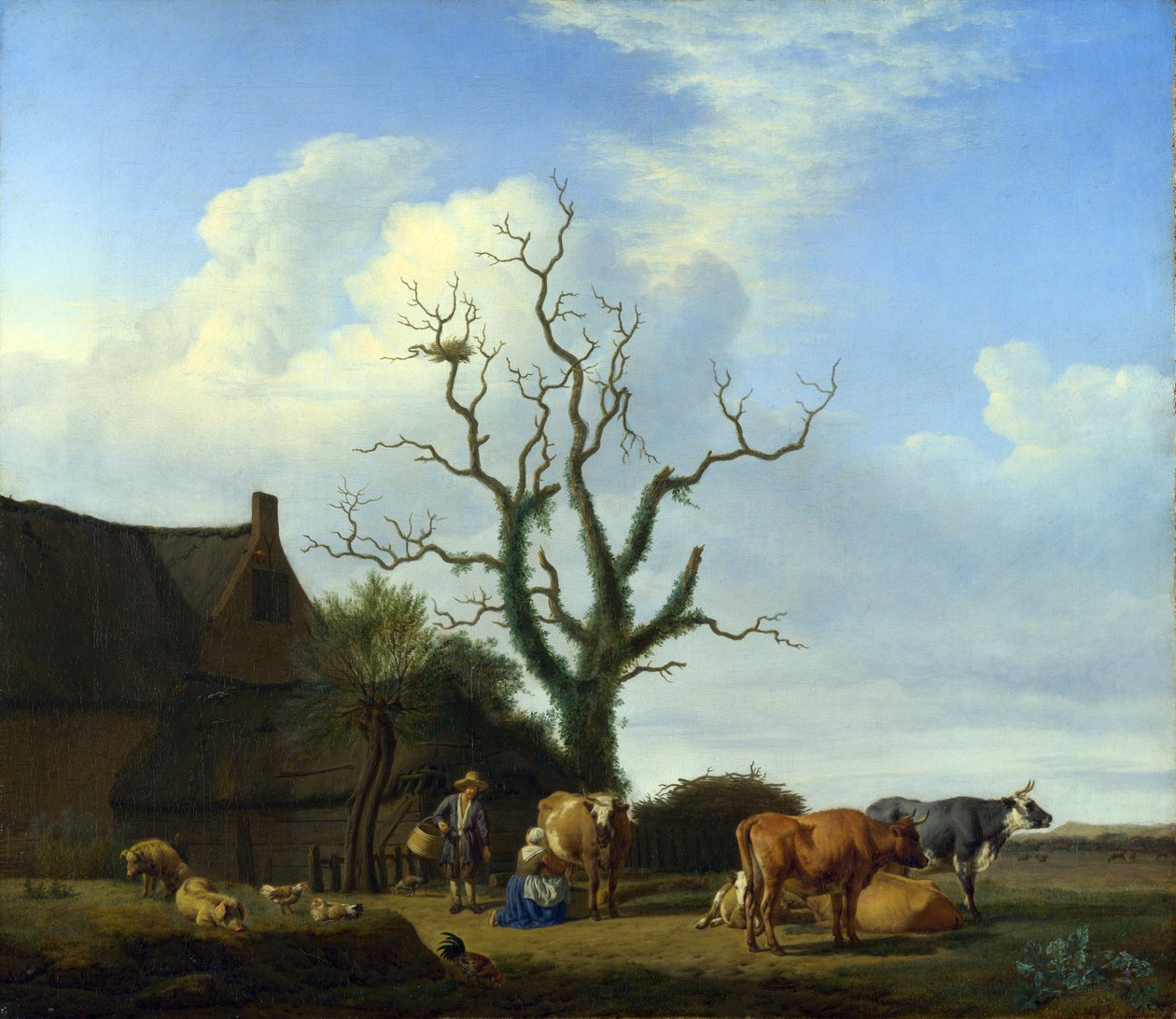 Farm egy döglött fával alkotó: Adriaen van de Velde