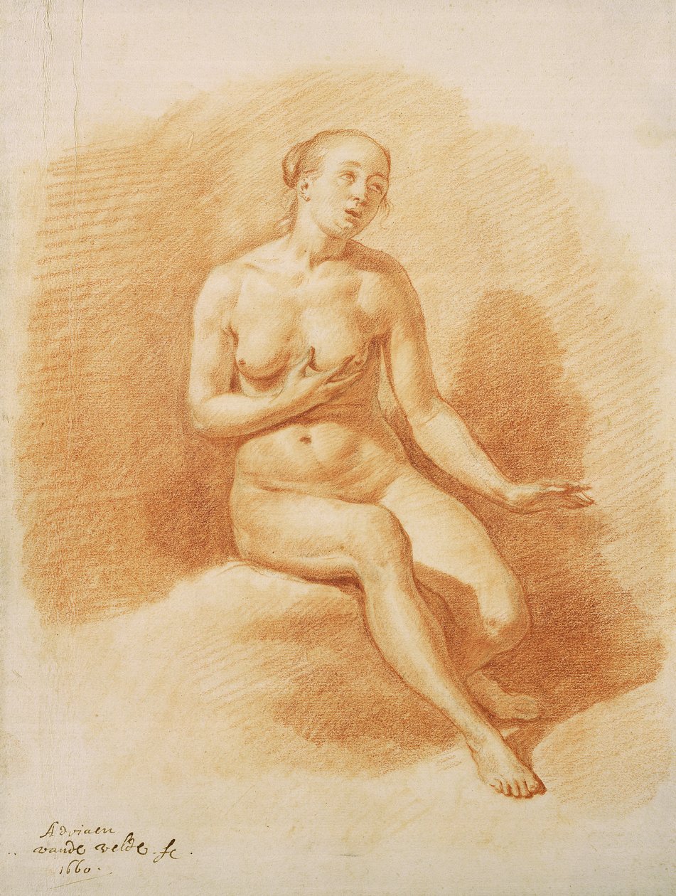 Női akt, 1660 (piros kréta papíron) alkotó: Adriaen van de Velde