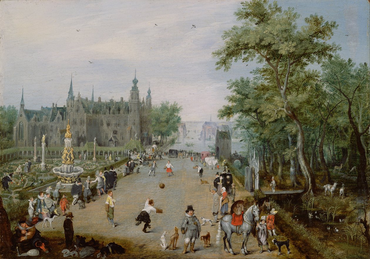 Jeu de paume egy vidéki palota előtt alkotó: Adriaen van de Venne
