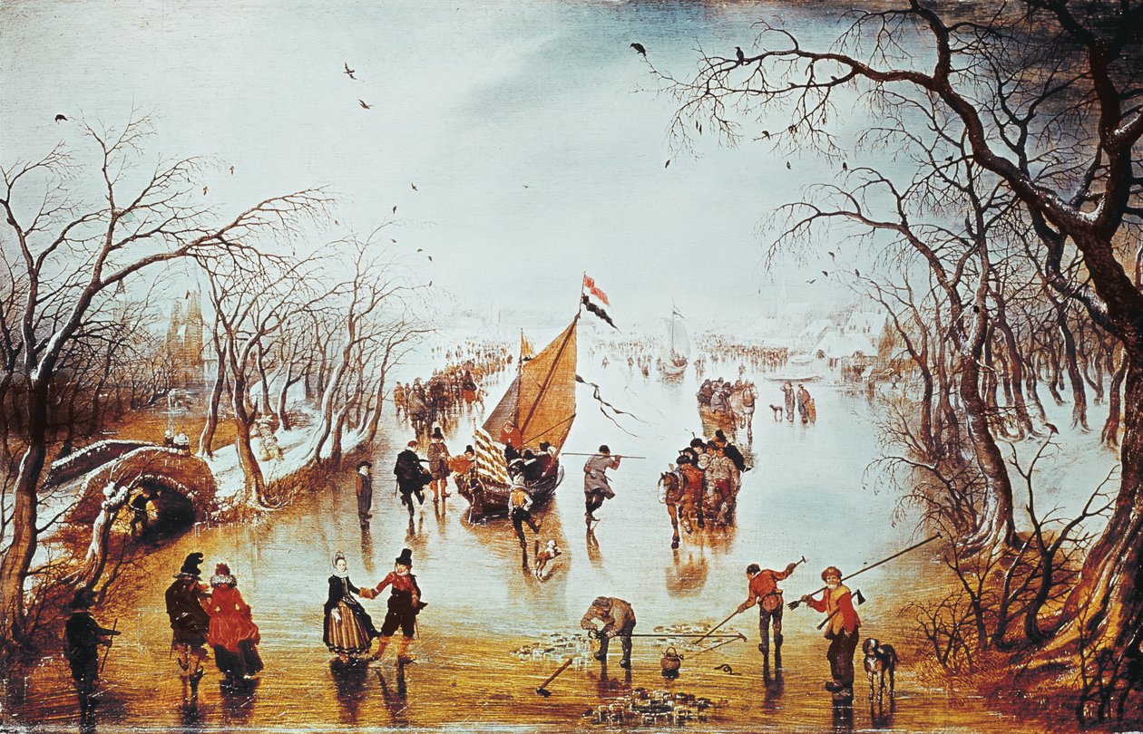 Téli jelenet (panel) alkotó: Adriaen van de Venne