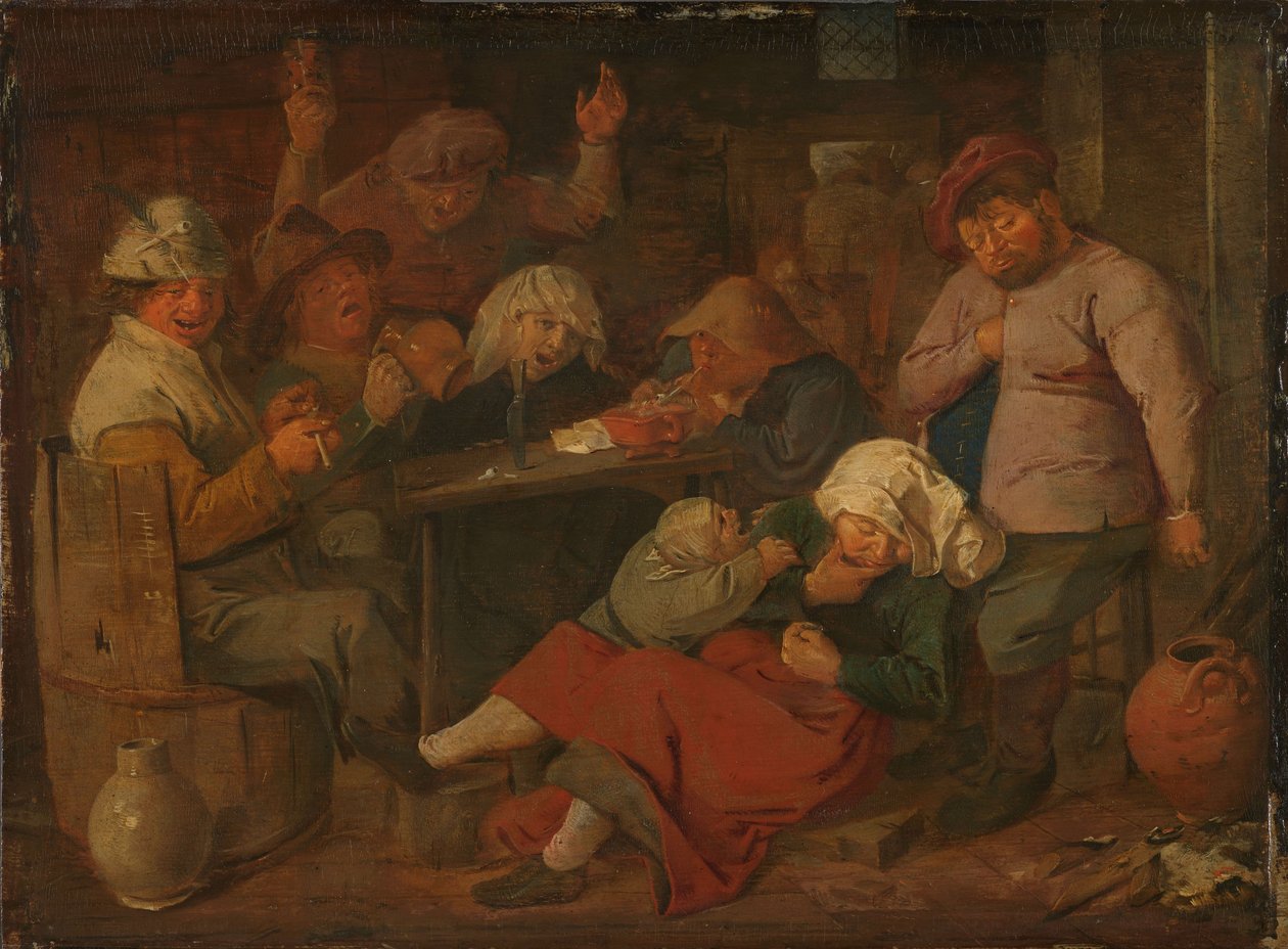 holland: kocsma részeg parasztokkal Poor Folk Drinking in a Tavern (Szegény emberek iszogatnak a kocsmában) alkotó: Adriaen Brouwer