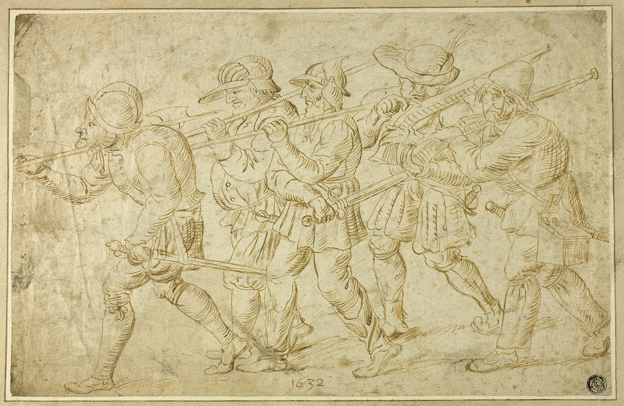 Gyalogos katonák alkotó: Adriaen Brouwer