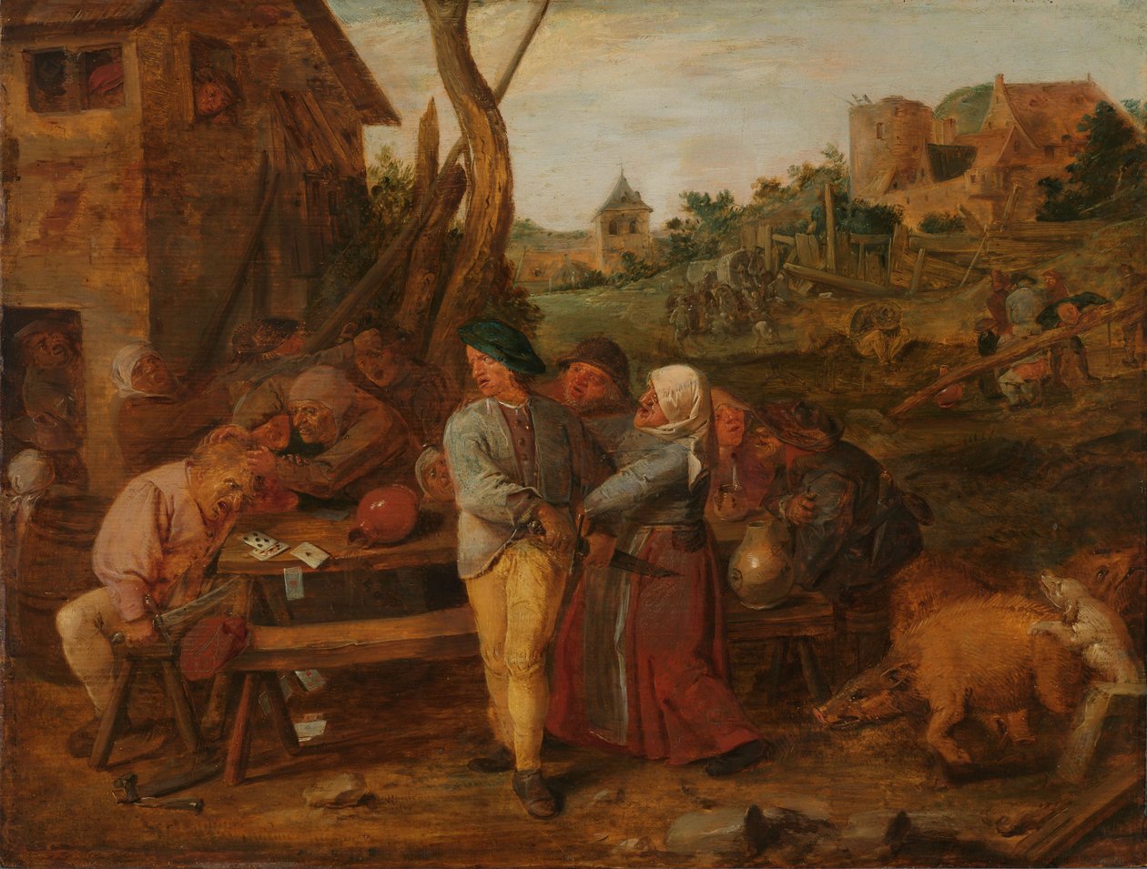 Parasztverekedés alkotó: Adriaen Brouwer