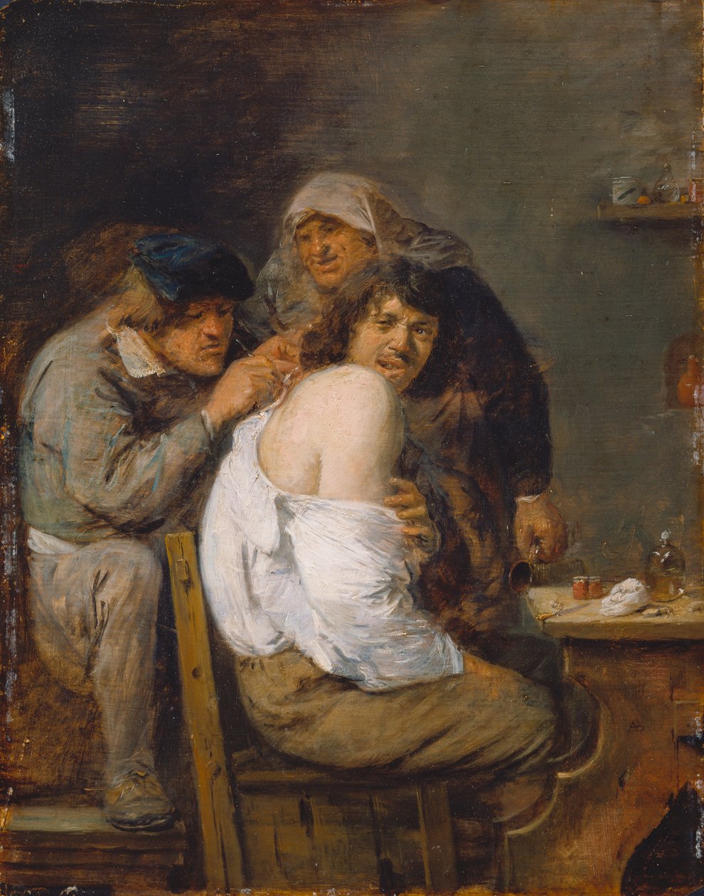 A hátsó művelet, 1636 körül (olaj, fa) alkotó: Adriaen Brouwer