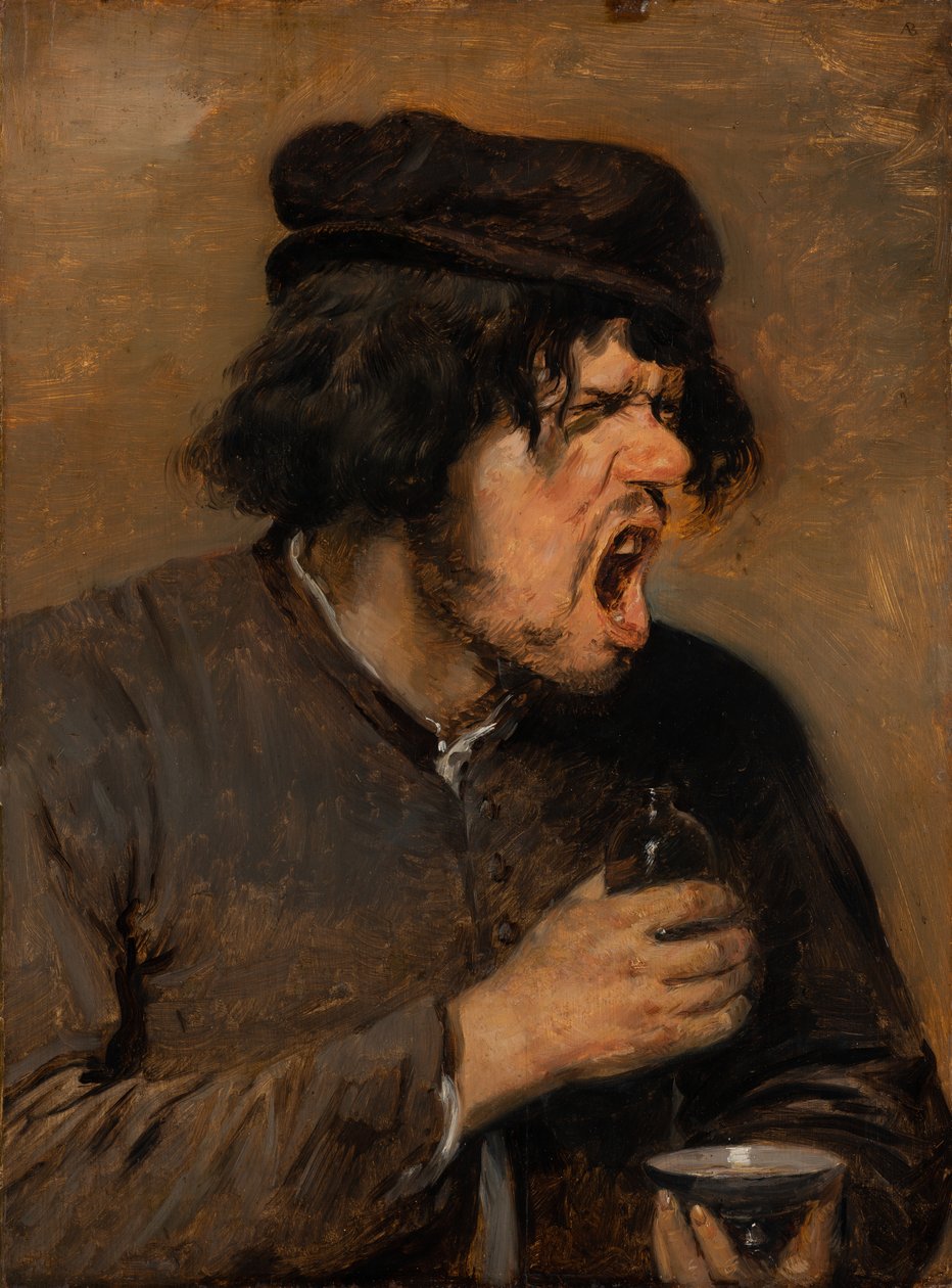 The Bitter Potion, 1636-38 körül (olaj a tölgyre) alkotó: Adriaen Brouwer
