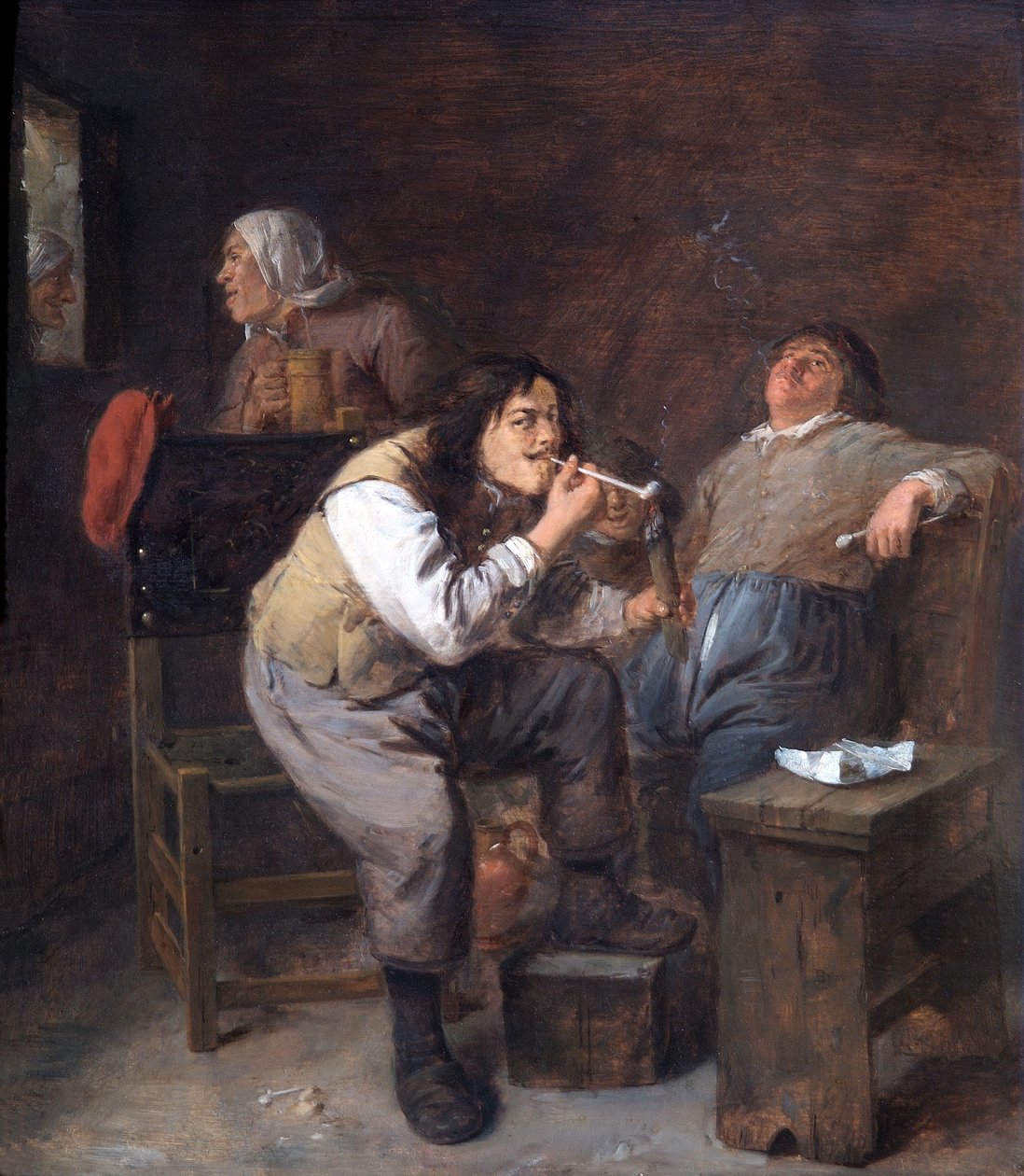 The Smokers, 1635-38 körül (olaj, tölgyfa panel) alkotó: Adriaen Brouwer