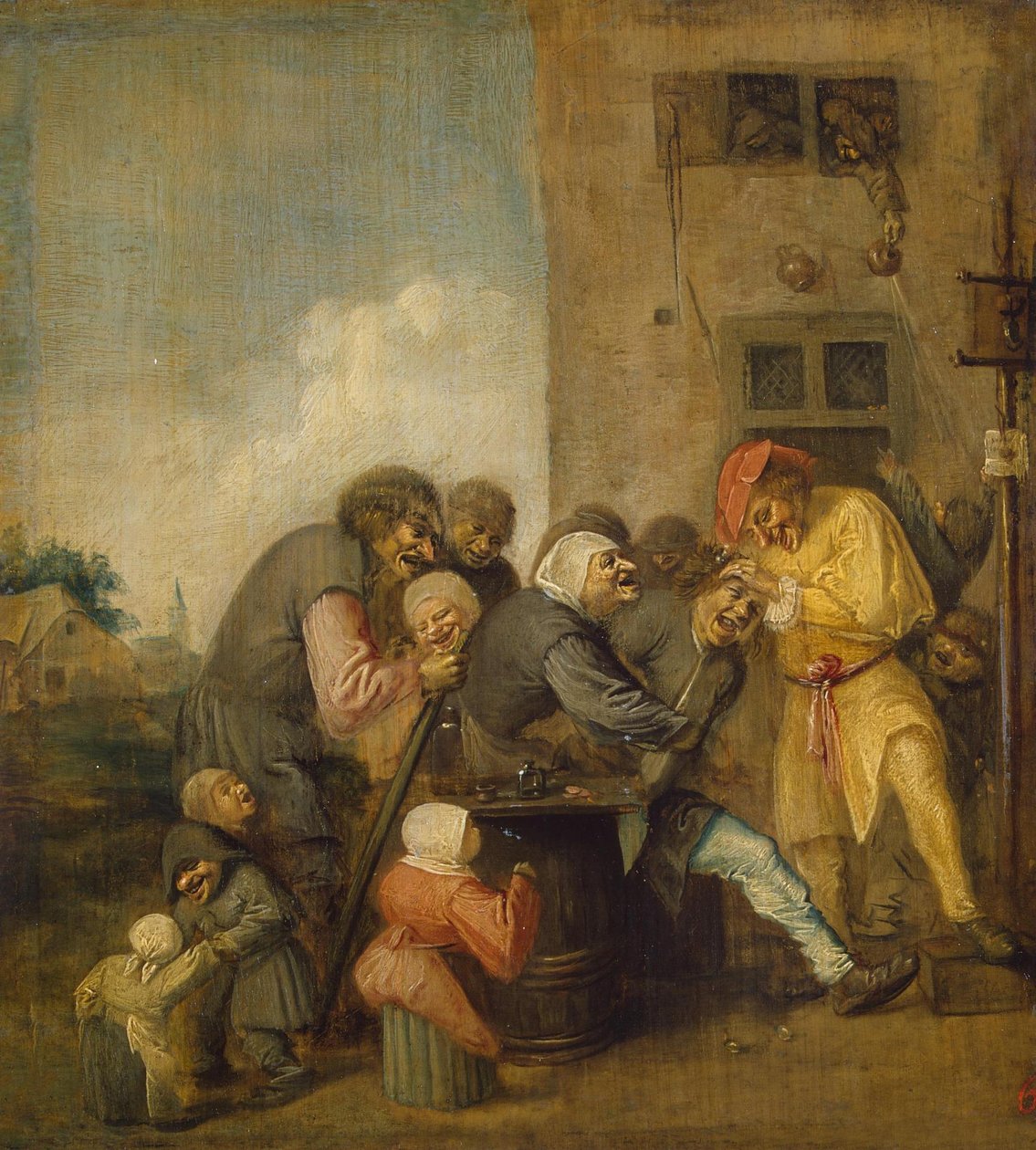Falusi sarlatán (Kő a fejben művelet) alkotó: Adriaen Brouwer
