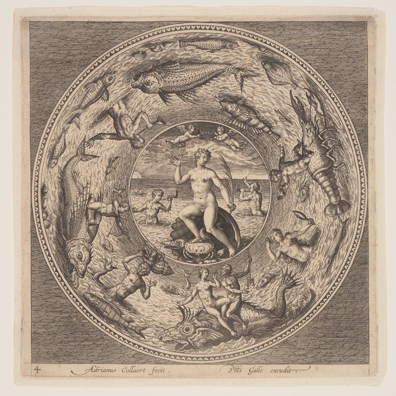 Galathea, egy tányérterv-készletből (Fonds de Coupe) alkotó: Adriaen Collaert