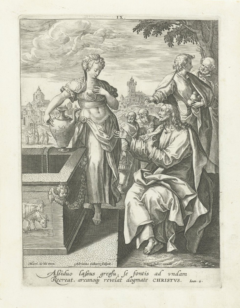 Beszélgetés a szamaritánus asszonnyal Krisztus élete (sorozat címe) Vita I. Christi (sorozat címe) alkotó: Adriaen Collaert