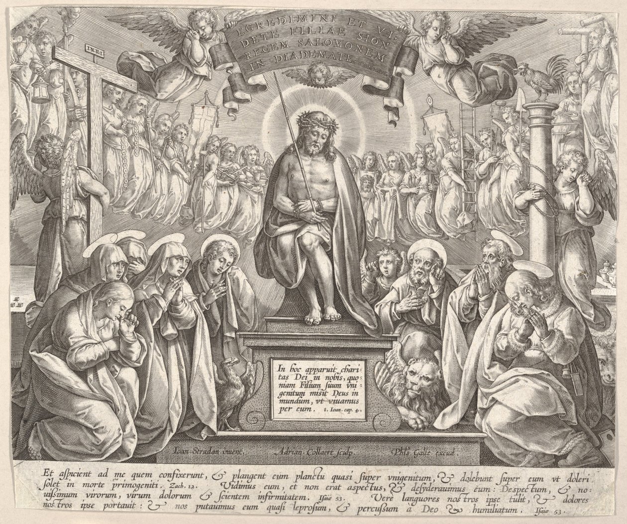 Fájdalmas ember a Három Máriával és az evangélistákkal,.n.d. alkotó: Adriaen Collaert