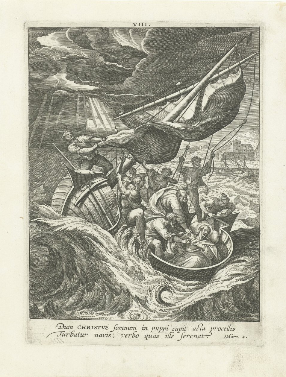Vihar a Galileai-tengeren Krisztus élete (sorozat címe) Vita I. Christi (sorozat címe) alkotó: Adriaen Collaert