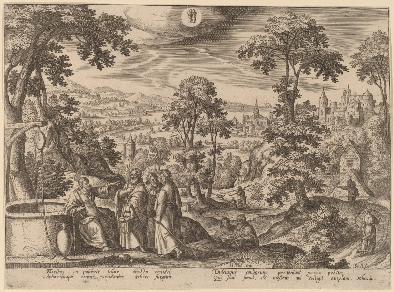 Krisztus és a szamáriai asszony alkotó: Adriaen Collaert after Hans Bol