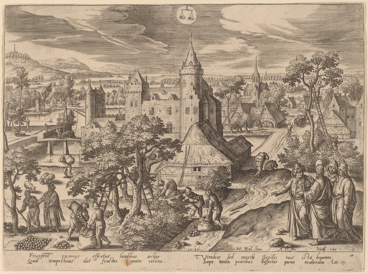 Példabeszéd a meddő fügefáról alkotó: Adriaen Collaert after Hans Bol