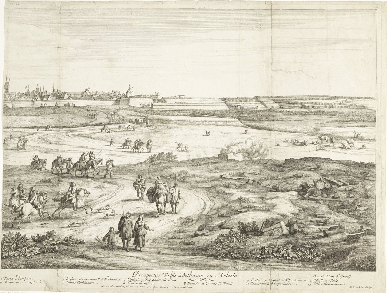 Bethune látképe (jobb oldali lap) Veuë de la Ville de Bethune en Artois (cím a tárgyon) alkotó: Adriaen Frans Boudewyns