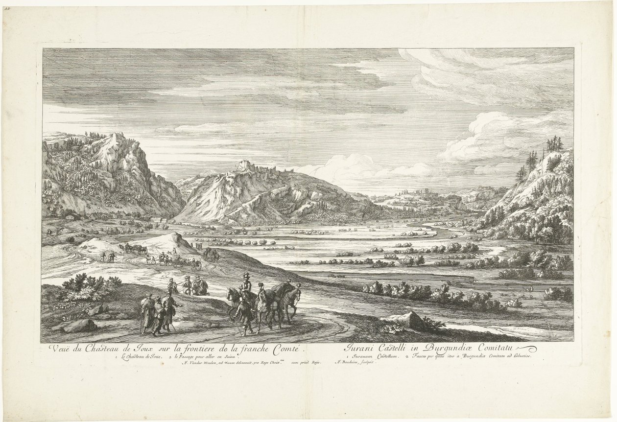 Kilátás Joux kastélyára Veuë du Chasteau de Joux sur la frontiere de la franche Comté (cím a tárgyon) alkotó: Adriaen Frans Boudewyns