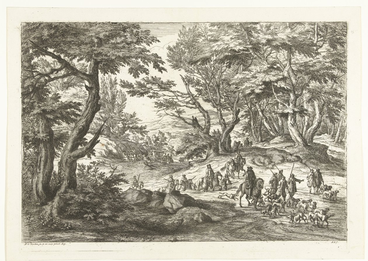 Táj vadászattal Tájak vadászokkal (sorozat címe) alkotó: Adriaen Frans Boudewyns
